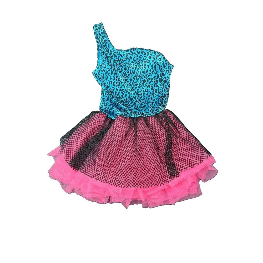 Leopard Turquoise Pink Black Tutu Dress Girls Size Small Halloween